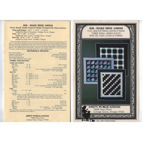 New - Vintage Make Mine Amish quilt patterns - Out of Print - Picture 2 of 2